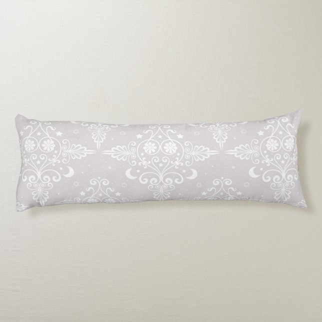 Dusty Rose Celestial Damask Boho Pattern Body Pillow (Back)
