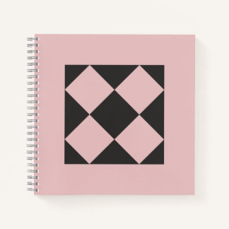 Dusty Rose & Charcoal Black Geometric Notebook
