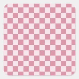 Dusty rose checkerboard pattern square sticker
