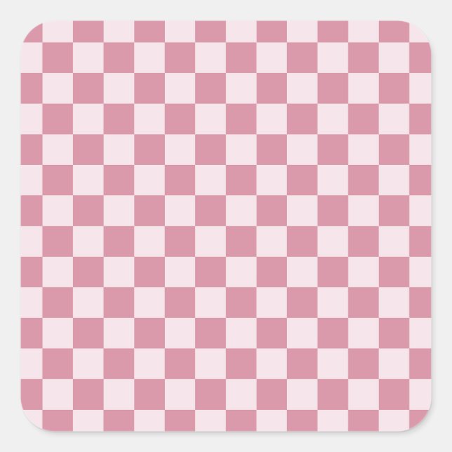 Dusty rose checkerboard pattern square sticker (Front)