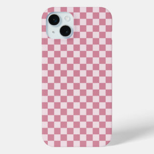 Dusty rose chequerboard pattern iPhone 15 mini case