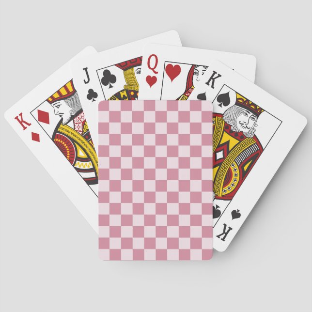 Dusty rose chequerboard pattern playing cards (Back)
