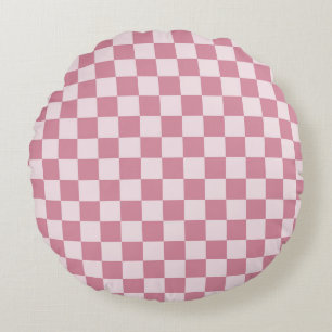 Dusty rose chequerboard pattern round pillow