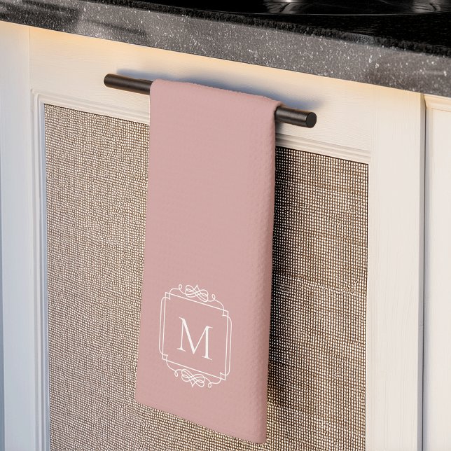Dusty Rose | Classic Frame Monogram Kitchen Towel (Creator Uploaded)