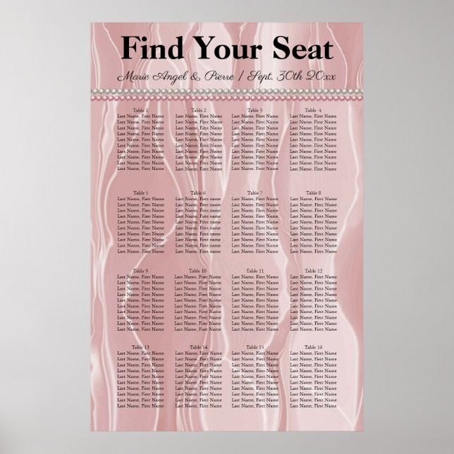 Dusty Rose colour Silk & White Pearls Seating Char Poster (Front)