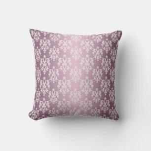 Dusty Rose Coloured Damask Pattern Throw Pillow