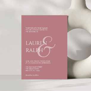 Dusty Rose & Cream Script Wedding Invitation