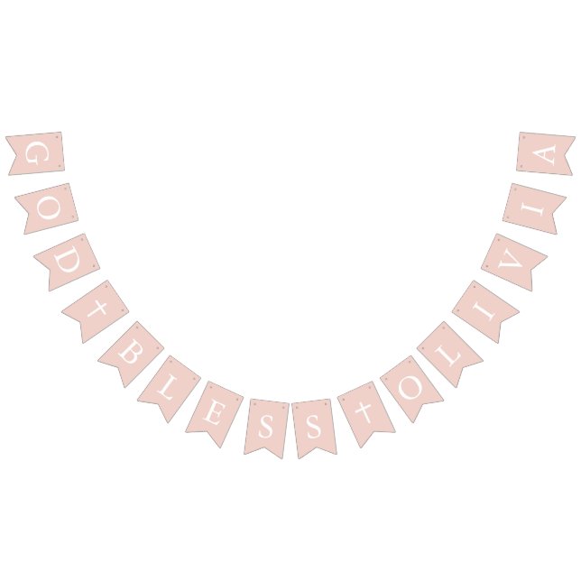 Dusty Rose Croix blanche Fille Baptême Drapeaux (Tout)