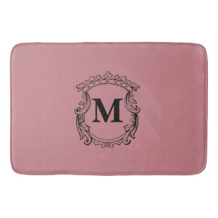 Dusty Rose Custom Monogram Crest Bath Mat