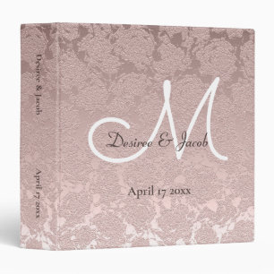 Dusty Rose Dusty Pink White Brown Wedding Monogram Binder