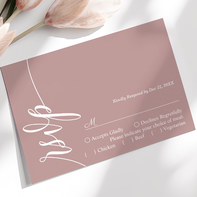 Dusty Rose Elegant Calligraphy Wedding RSVP Card (Creator Uploaded)
