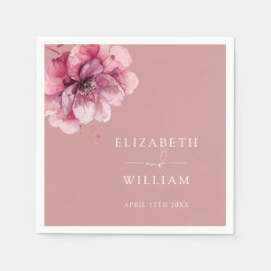 Dusty Rose Elegant Floral Botanical Wedding Napkin