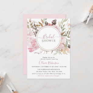Dusty Rose Elegant Floral Bridal Shower Invitation