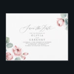 Dusty Rose Elegant Romantic Save The Date Announcement Postcard<br><div class="desc">Dusty pink flowers save the date</div>