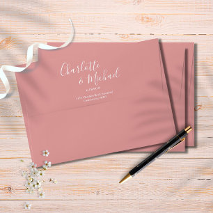 Dusty Rose Elegant Script Simple Return Address Envelope