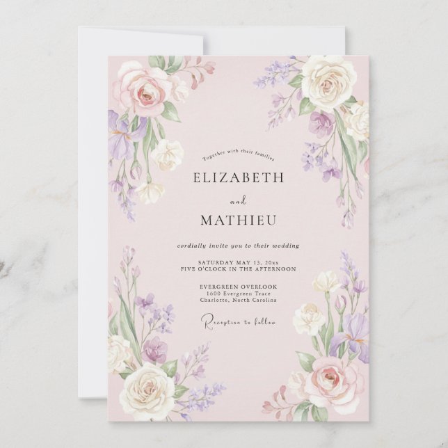Dusty Rose Ethereal Summer Wedding Invitation (Front)