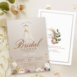 Dusty Rose & Eucalyptus Fall Bridal Shower Invitation