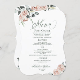 Dusty Rose Eucalyptus Floral Wedding Menu