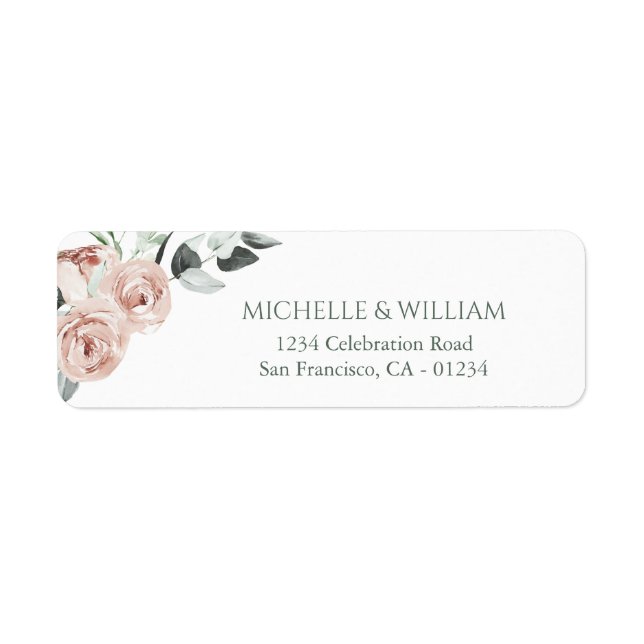 Dusty Rose Eucalyptus Greenery Floral Label (Front)