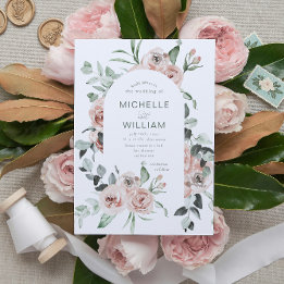 Dusty Rose Eucalyptus Greenery Floral Wedding Invitation