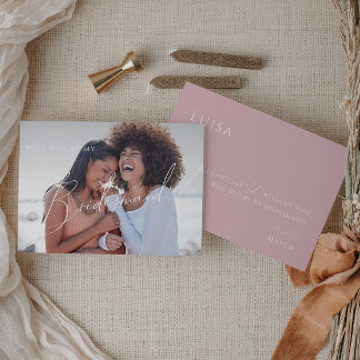 Dusty Rose | Faded Photo Bridesmaid Proposal Card