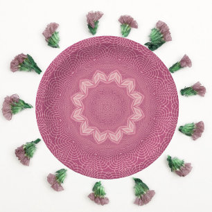 Dusty Rose Faux Tulle Design Paper Plate