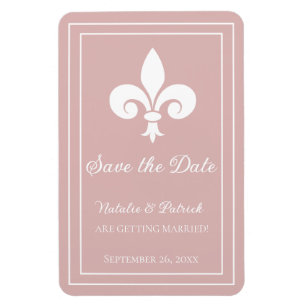 Dusty Rose Fleur de Lis Save the Date Magnet