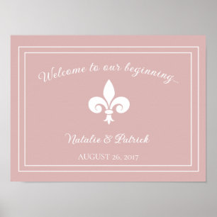 Dusty Rose Fleur de Lis Wedding Poster