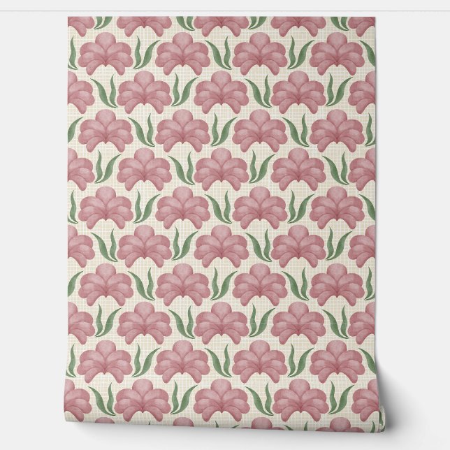 Dusty Rose Flora Wallpaper (Unrolling)