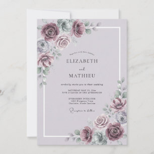 Dusty Rose Floral Artistry Wedding Invitation