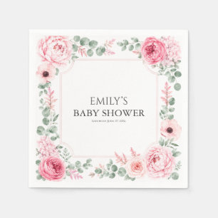 Dusty Rose Floral Baby Shower Paper Napkin