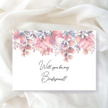 Dusty Rose Floral be bridesmaid proposal 