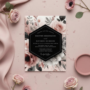 Dusty Rose Floral Bloom Romance Wedding Invitation