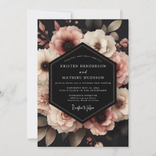 Dusty Rose Floral Bloom Wedding Invitation