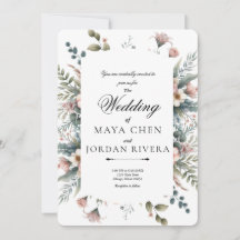 Dusty Rose Floral Botanical Border Elegant Script