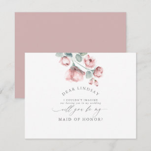 Dusty Rose Floral Bridesmaid - Maid of Honour Invitation