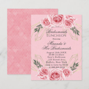 Dusty Rose Floral Bridesmaids Luncheon Invitations