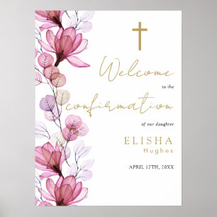 Dusty Rose Floral Confirmation Welcome Sign