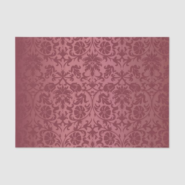 Dusty Rose Floral Damask Tissue Paper (Front)