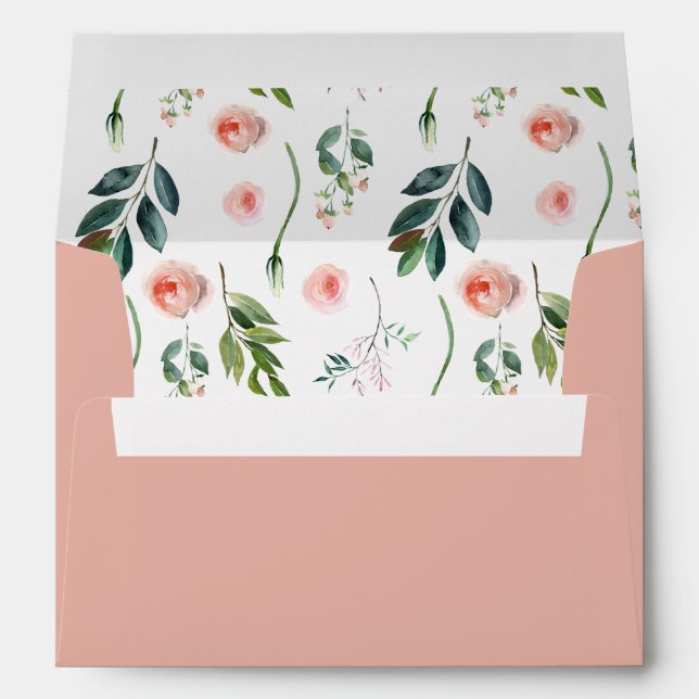 Dusty Rose Floral Design Pattern Return Address Envelope (Back (Bottom))
