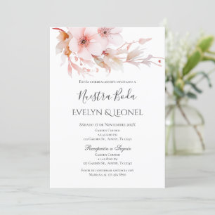 Dusty Rose Floral Faire-part de mariage en espagno