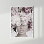 Dusty Rose Floral Fashion Portrait Poster<br><div class="desc">Beautiful dusty rose peonies hide a fashion model's face. This modern girly poster is a great design in a neutral,  grey,  or eclectic room either.</div>