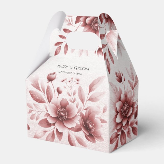 Dusty Rose Floral Favour Box (Front Side)