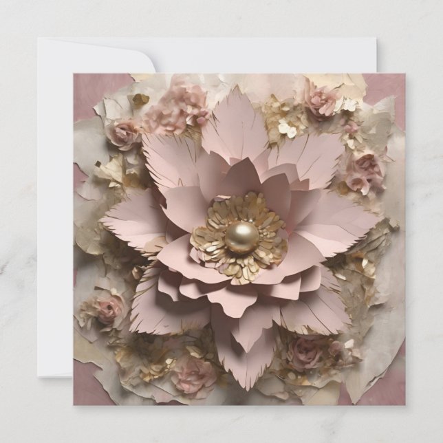Dusty Rose Floral Flat Card - Any Occasion (Front)