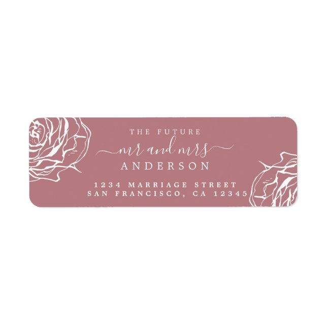 Dusty Rose Floral Future Mr Mrs Return Address (Front)