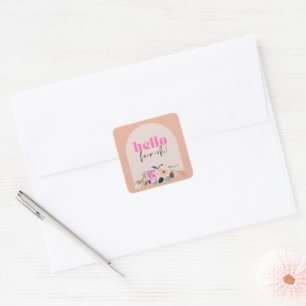 Dusty Rose floral "hello four-oh" retro Square Sticker
