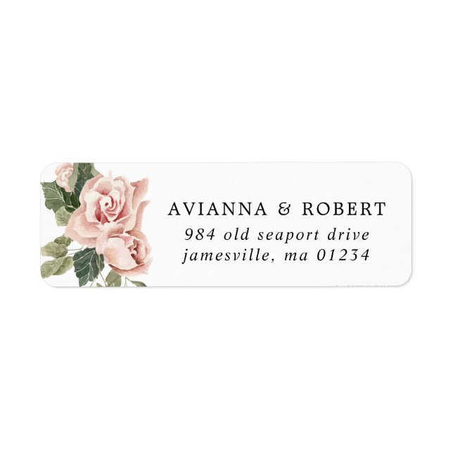 Dusty Rose Floral Mariage Adresse de retour (Devant)