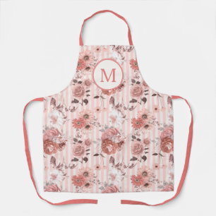 Dusty Rose Floral Monogram Apron