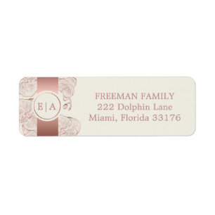 Dusty Rose Floral Orchid Monogram Mariage Adresse