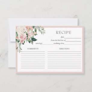 Dusty Rose Floral Recipe Card